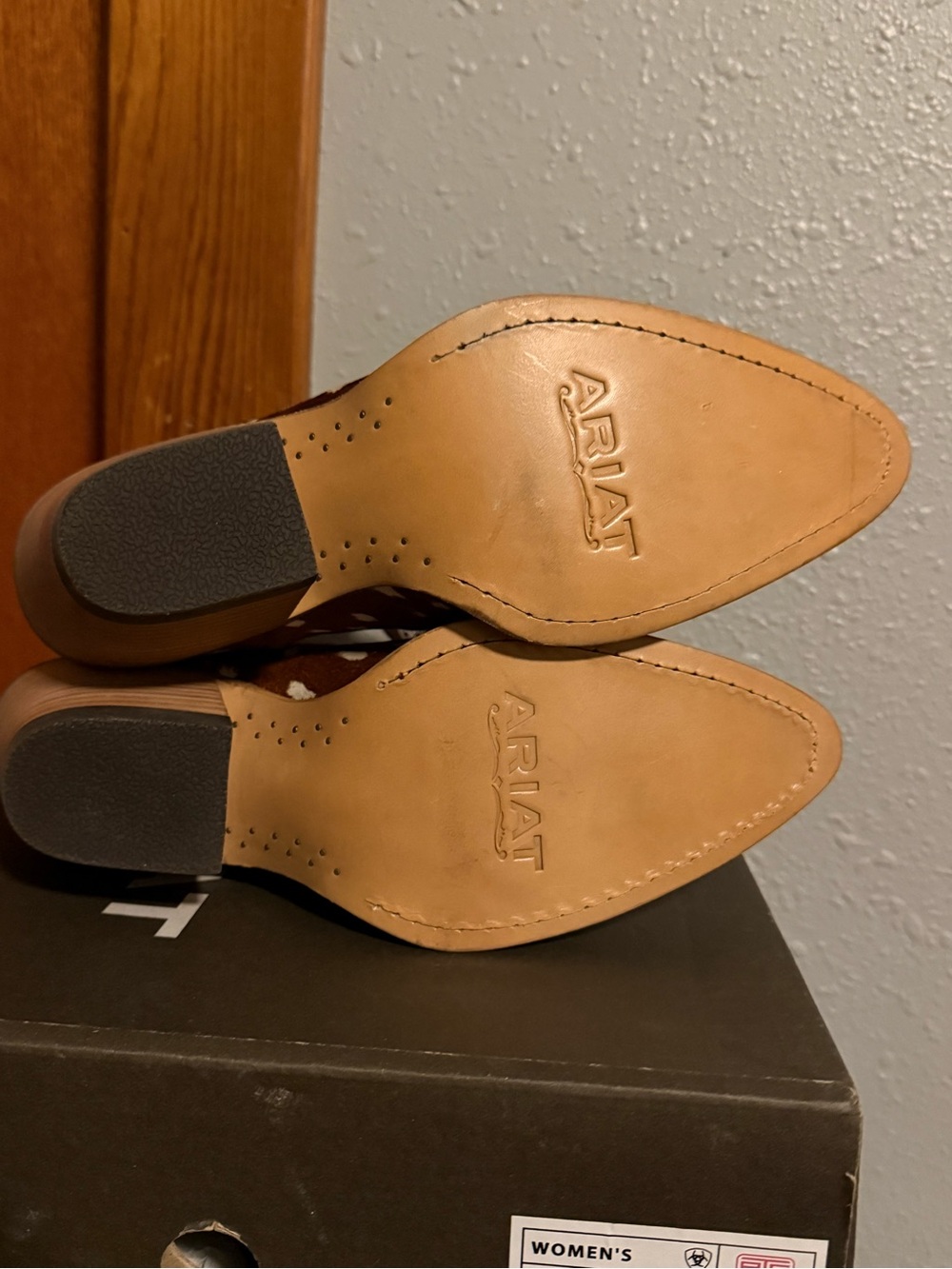 Ariat Brown and White Spotted Chelsea Ankle Boots - Picture 3 of 7